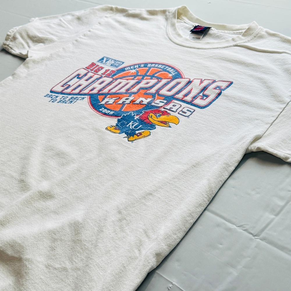 2008 Kansas Jayhawks Big 12 Champions T-Shirt Step Ahead White Large